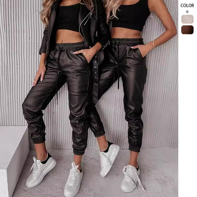Damen Sportanzug Elastisch Jogginghosen Lässige Jacke Schwarz Eveloria - Eveloria