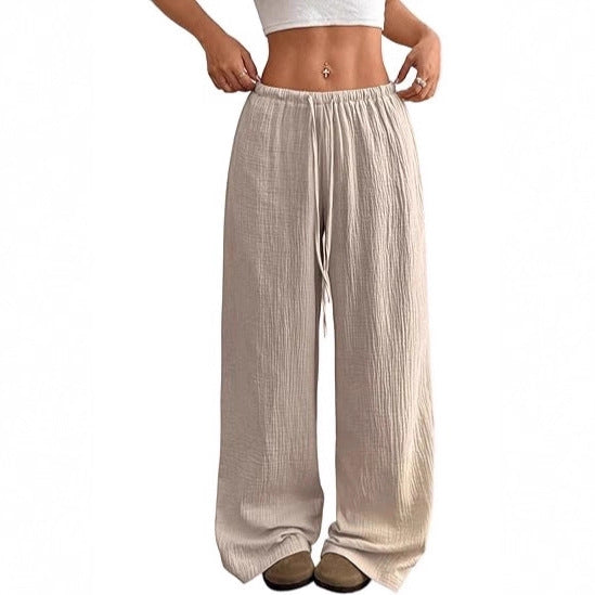 Damen Sommerhose Weite Luftdurchlässig Kordelzug Beige
