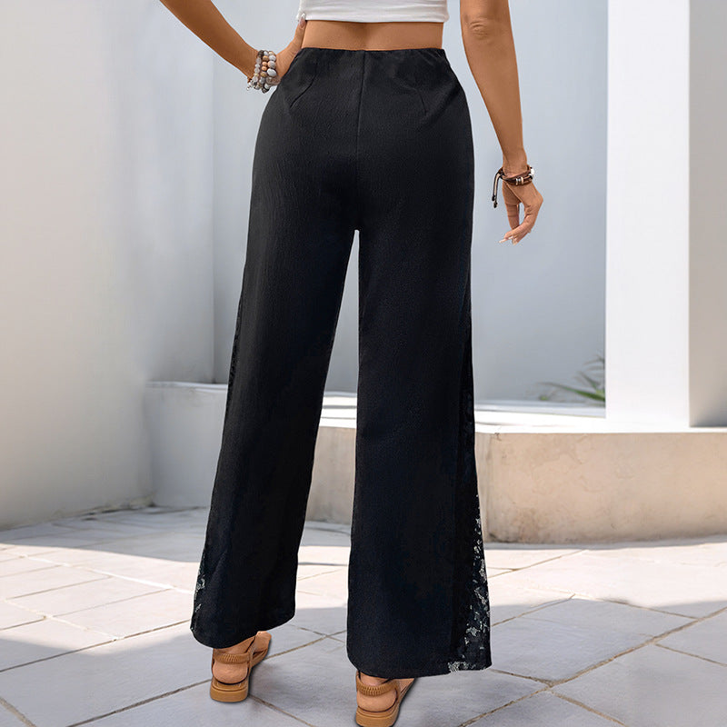 Damen Palazzo-Hose Spitzen-Details Eveloria