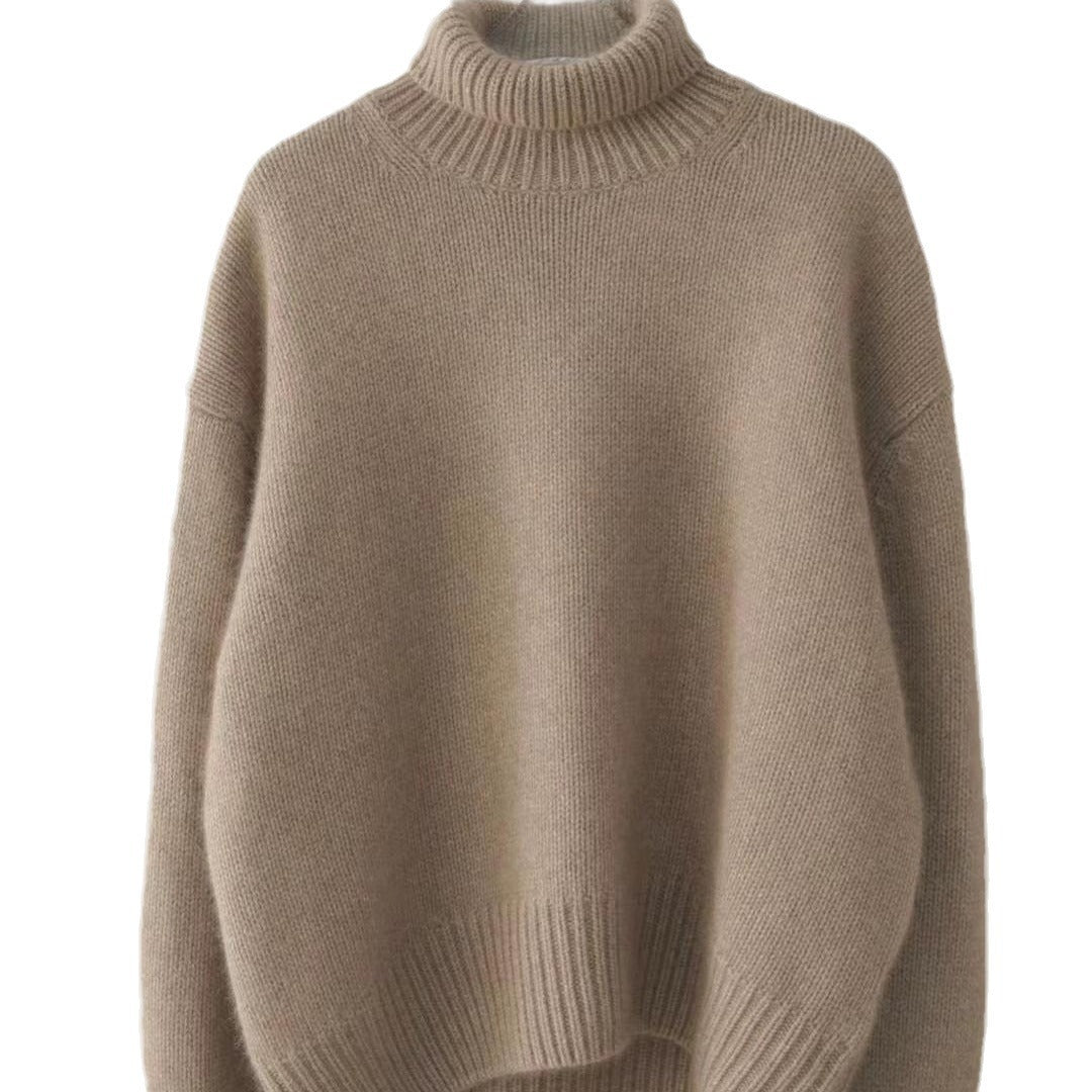 Damen Rollkragenpullover Feinwolle Bequem Eveloria