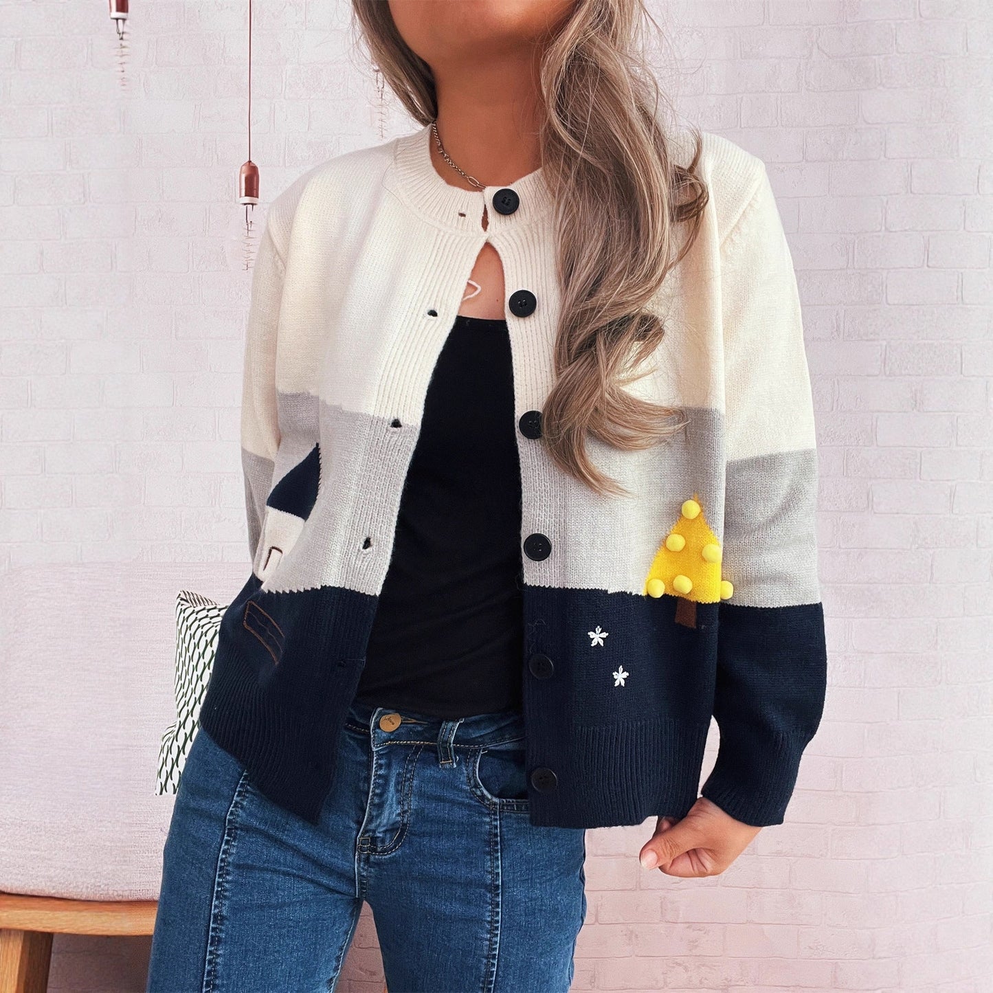 Damen Strickjacke mit Applikationen