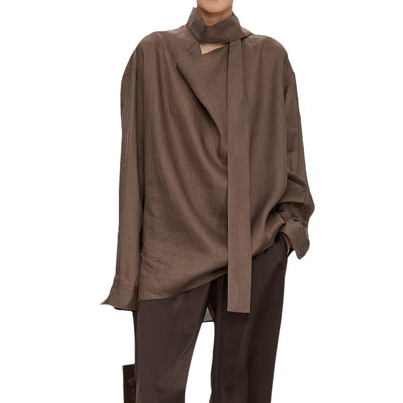 Damen Schulterfreie Bluse Raffinierter Kragen Eveloria