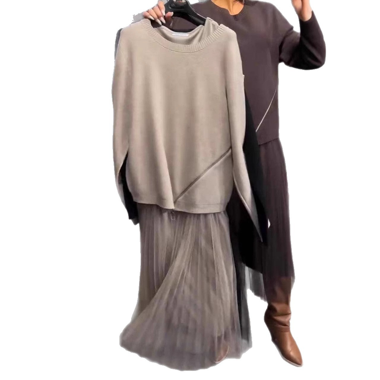 Damen Asymmetrischer Pullover mit Drapierung Eveloria
