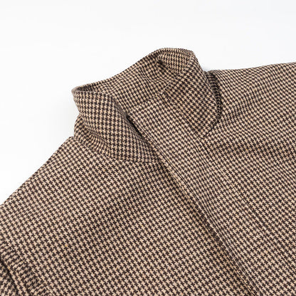 Damen Utility-Jacke Kariert Elastischer Bund Hochgeschlossen