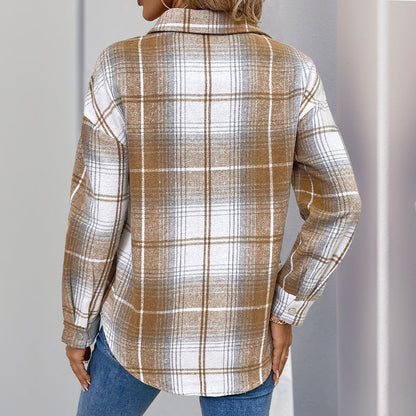 Damen Flanellhemdjacke Karomuster Weich Eveloria
