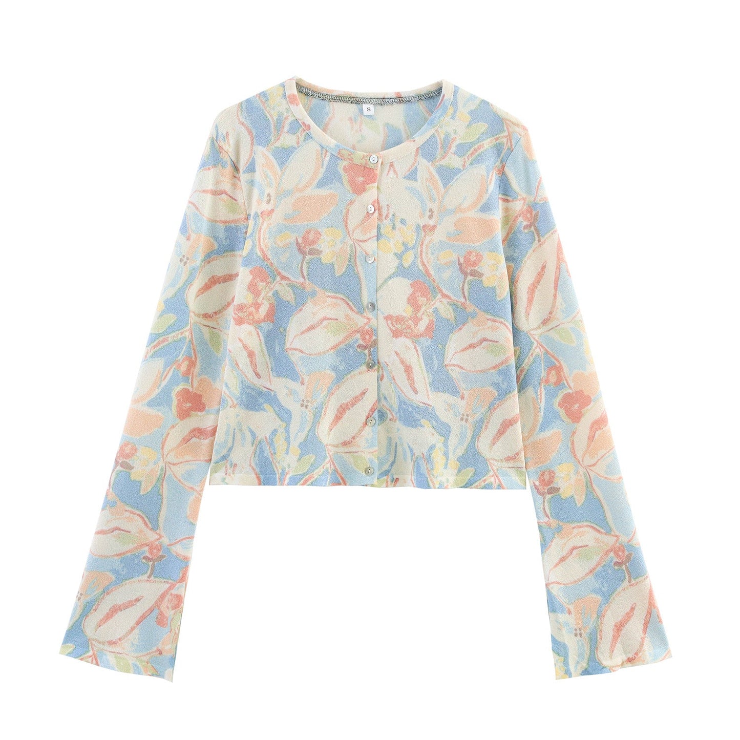 Damen Baumwollcardigan Floralmuster Eveloria