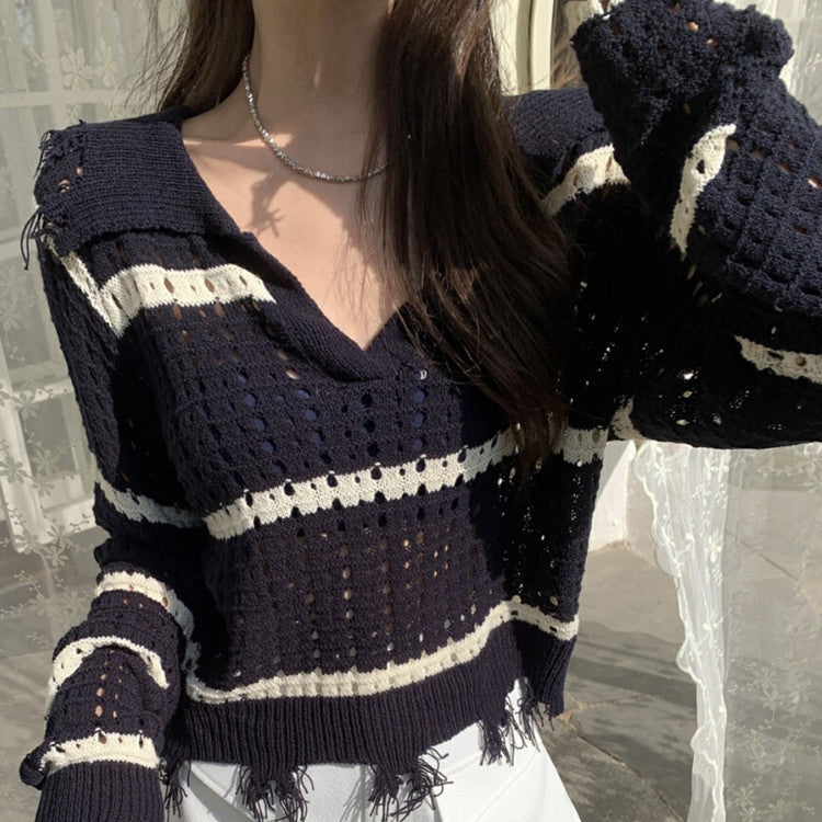 Damen Strickpullover Luftiger Strick Modernes Netzdesign