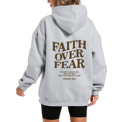 Damen Kapuzensweater Bequem Motivierender Schriftzug Grau