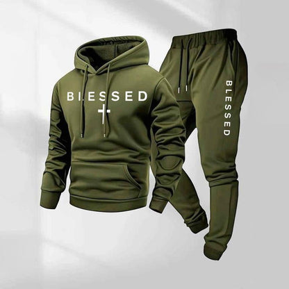 Damen Jogginganzug Sweatshirt und Hose mit Schriftzug und Taschen