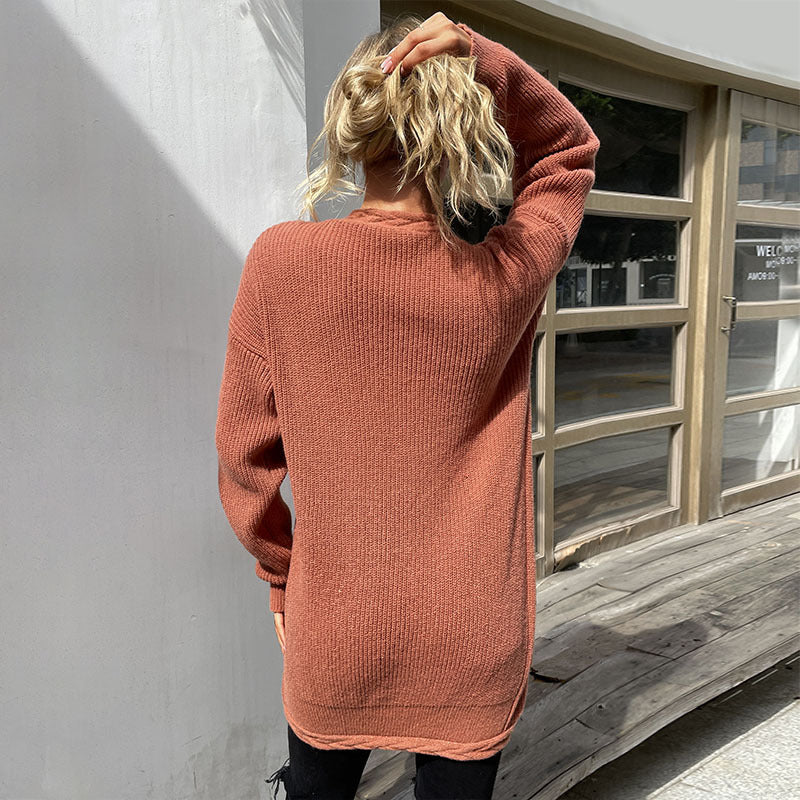 Damen Strickcardigan Lässig Offener Schnitt Mit Taschen Beige