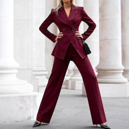 Damen Anzug Taillierter Blazer Weite Hose Eveloria