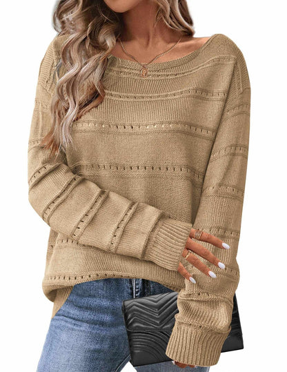 Damen Strickpullover Luftig Weit Geschnitten Eveloria