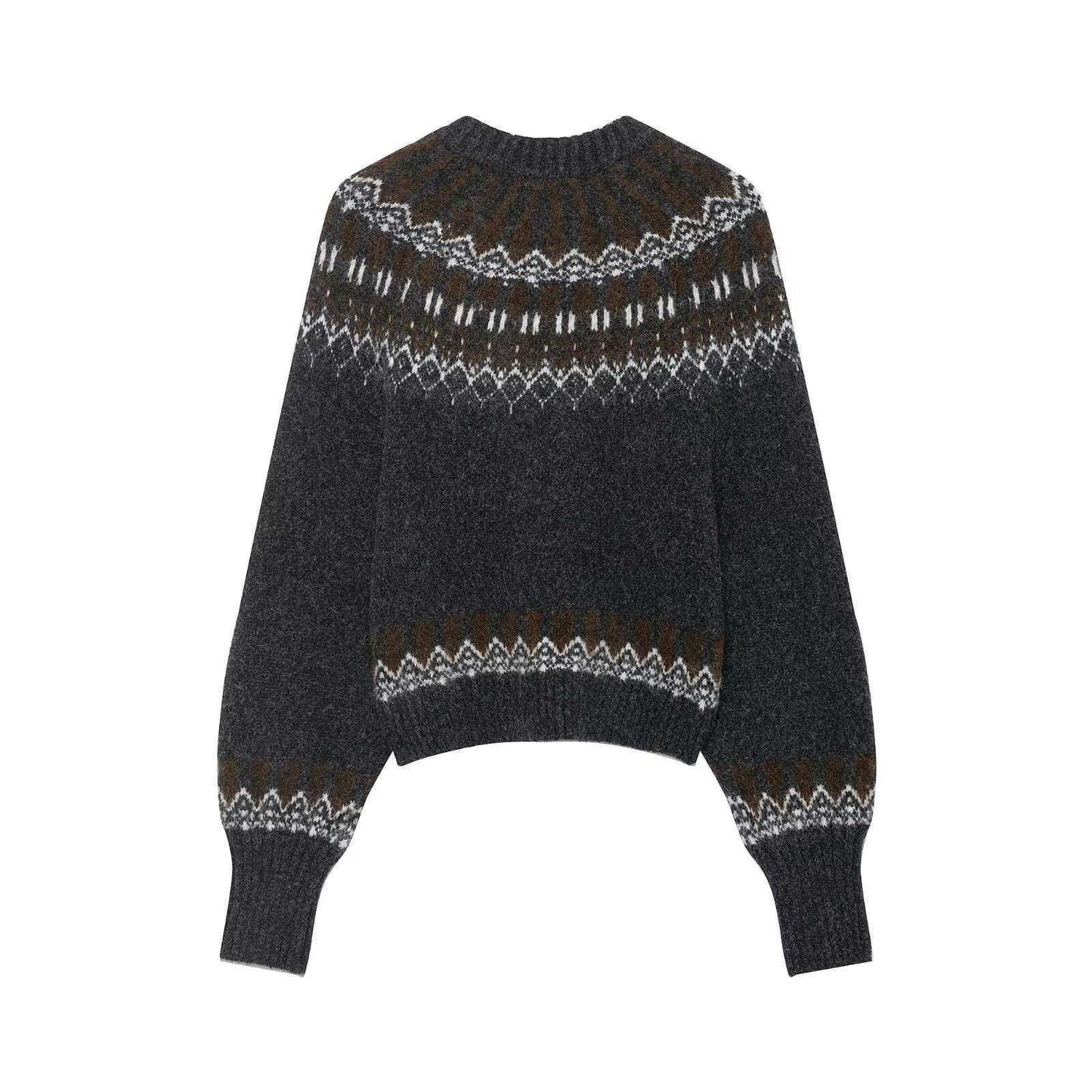 Damen Strickpullover Norwegermuster Weit Eveloria