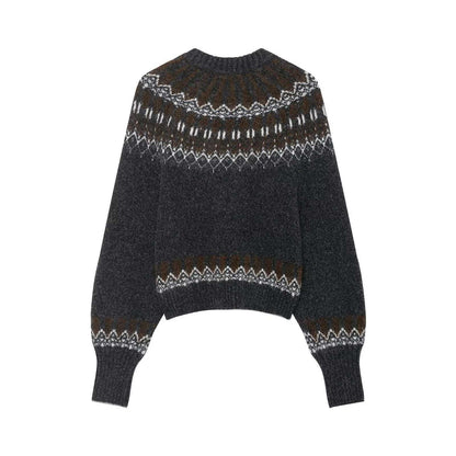 Damen Strickpullover Norwegermuster Weit Eveloria