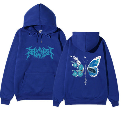 Damen Kapuzenpullover Schmetterlings-Blumen-Motiv