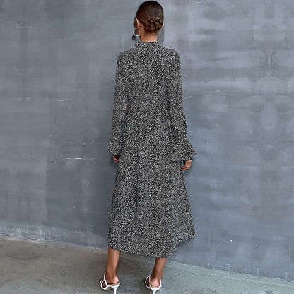 Damen Midikleid Raffiniertes Knoten-Detail Puffärmel Eveloria