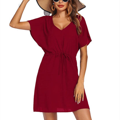 Damen Strandkleid Variabler Schnitt Leicht Blau Eveloria