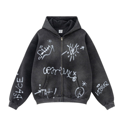 Damen Kapuzenjacke Graffiti-Print Eveloria