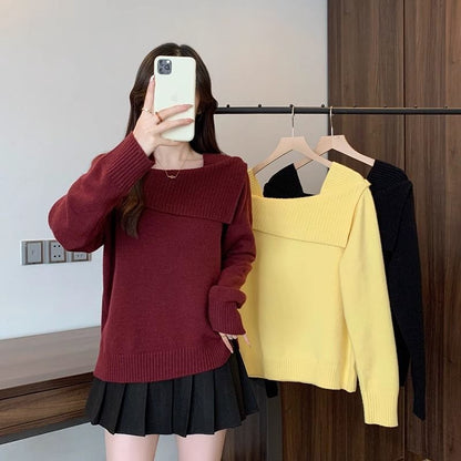 Damen Pullover Asymmetrischer Ausschnitt Eveloria
