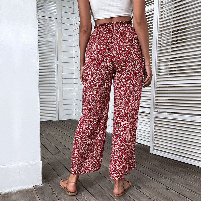 Damen Palazzo-Hose Floralmuster Hoch Seitenschlitze Eveloria