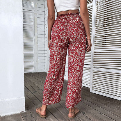 Damen Palazzo-Hose Floralmuster Hoch Seitenschlitze Eveloria