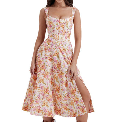Damen Sommerkleid Floral mit hohem Beinschlitz Eveloria
