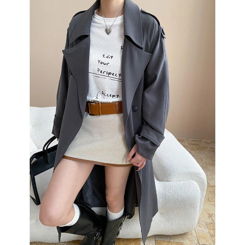 Damen Trenchcoat Elegant Vielseitig Eveloria