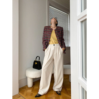 Damen Tweedjacke Klassisch Braun mit Knöpfen