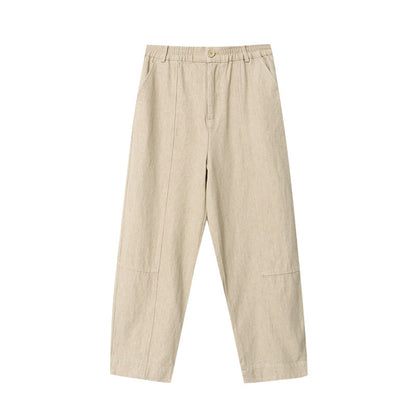 Damen Leinenhose Moderner Schnitt Hochtaschen Beige Eveloria