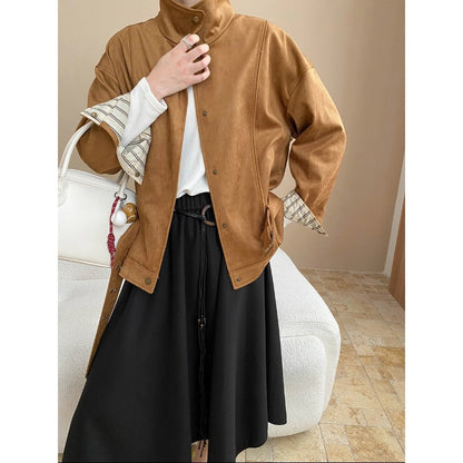 Damen Übergangsjacke Lässig Stehkragen Praktische Taschen Schwarz - Eveloria