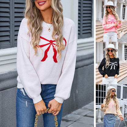 Damen Oversized Pullover Schleifenmotiv Eveloria - Eveloria