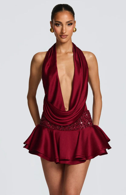 Damen Wickelkleid V-Ausschnitt Schwingrock Eveloria