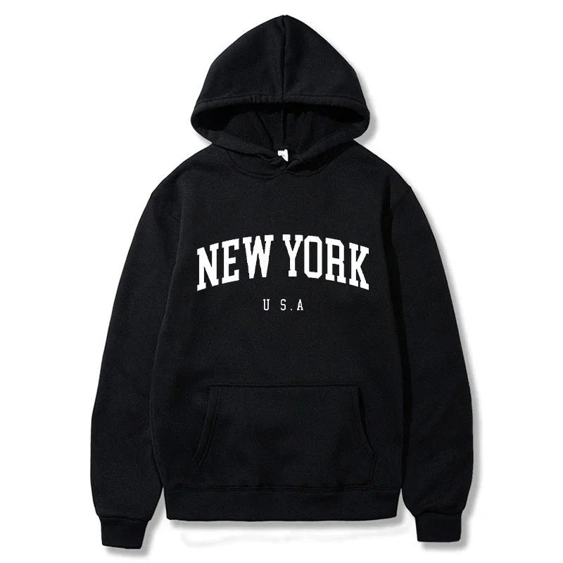 Damen Kapuzenpullover New York Print Bequem - Eveloria
