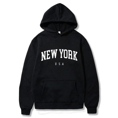 Damen Kapuzenpullover New York Print Bequem - Eveloria