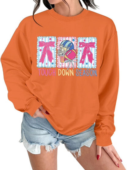 Damen Sweatshirt Football Motiv Lässig Grau Eveloria