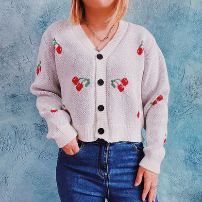 Damen Strickjacke Crop-Style Fruchtig Eveloria