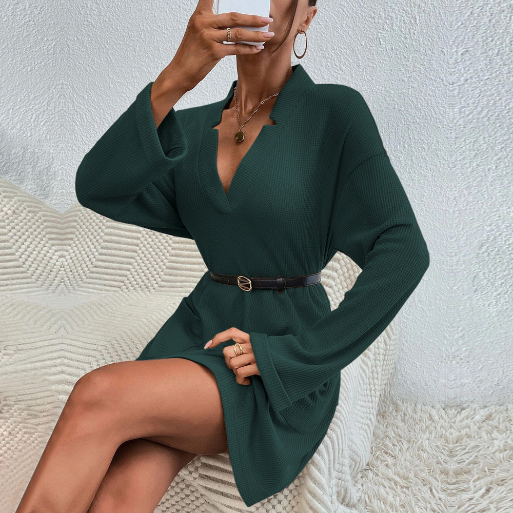 Damen Tunika-Kleid Lässiger Schnitt Praktische Taschen Eveloria