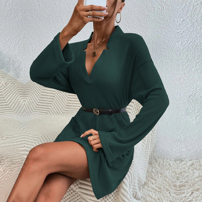 Damen Tunika-Kleid Lässiger Schnitt Praktische Taschen Eveloria