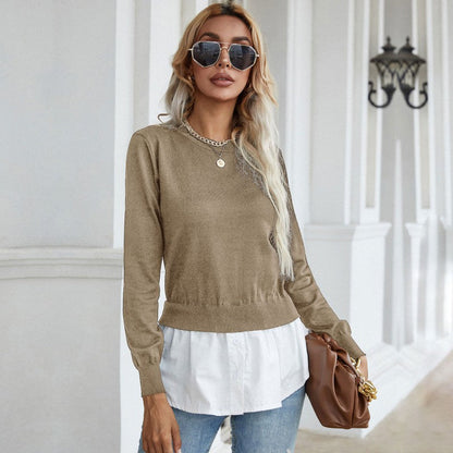 Damen Strickpullover mit Bluse Lässig Eveloria