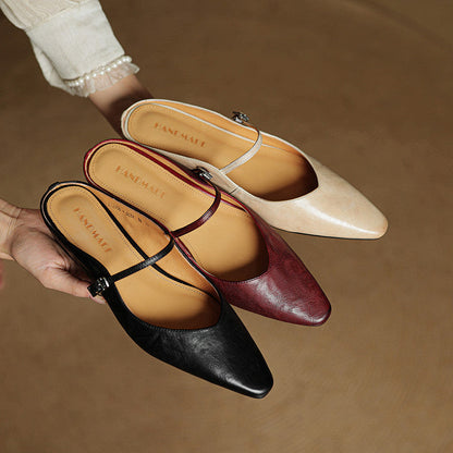 Damen Slipper Echtes Leder