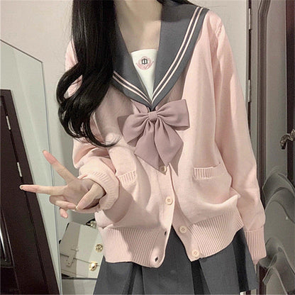 Damen Cardigan Großkragen Schleifen Detail