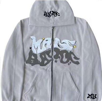 Damen Sportjacke Graffiti-Stil Kapuzenjacke Grau Eveloria