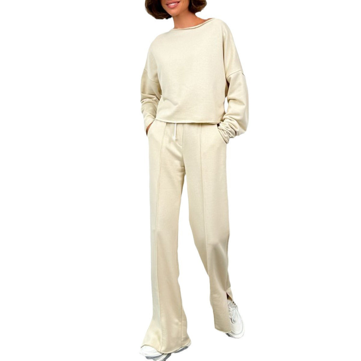 Damen Sweatshirt und Jogginghose Leicht Bequem Grau