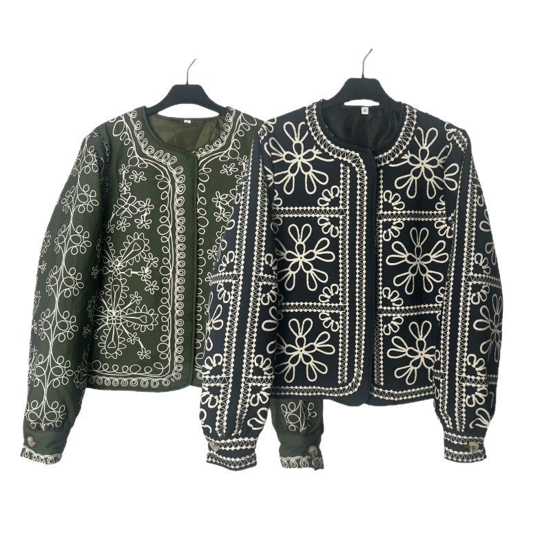 Damen Jacke Patchwork Floralmuster Elegant Eveloria