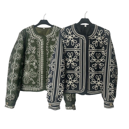 Damen Jacke Patchwork Floralmuster Elegant Eveloria