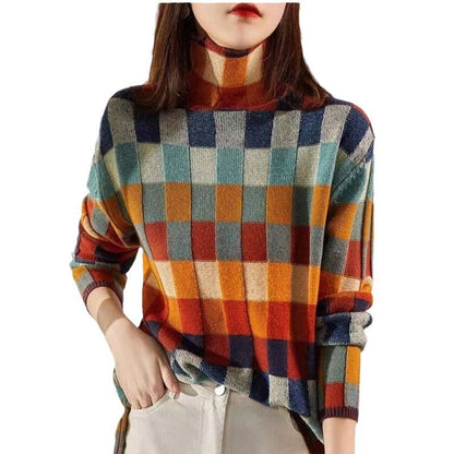 Damen Oversized Pullover Karomuster Eveloria