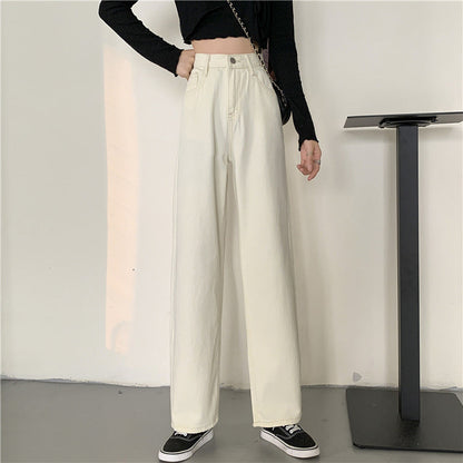 Damen Highwaist Jeans Weit Bequem Blau Eveloria