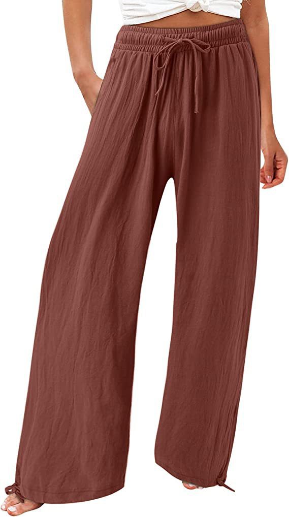 Damen Sommerhose Luftsamtstoff Weite Bein