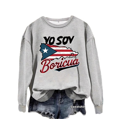 Damen Sweatshirt Puerto Rico Design Lässig Grün