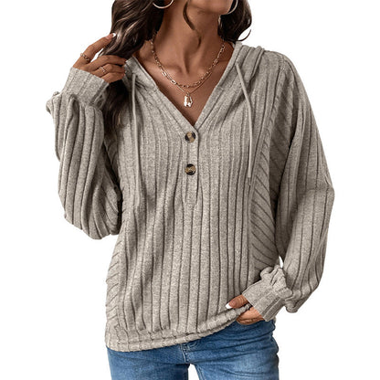 Damen Kapuzenpullover Strukturiertes Rippenmuster Eveloria